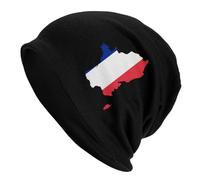 Femme Homme Bonnets De Ski Carte Et Drapeau De La France Bonnets Tricoté Chaud Bonnet d'hiver Doux Bonnet À Revers pour Cyclisme Quotidien Patinage