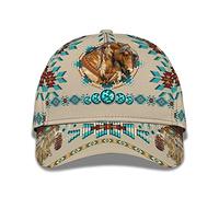 Femme Homme Casquette De Baseball Réglable Chapeaux Pare-Soleil Casquette Trucker Hip Hop Respirant Snapback Casquette Impression 3D Cheval Amérindien