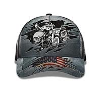 Femme Homme Casquette De Baseball Réglable Chapeaux Pare-Soleil Casquette Trucker Hip Hop Respirant Snapback Casquette Impression 3D Skull Biker - Américain