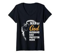 Femme Homme de Dieu Lion de Juda Foi chrétienne T-Shirt avec Col en V