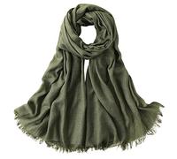 Femme Homme Foulard Longue en Viscose Etole Foulard à Cheveux Protection Solaire Grande Foulard de Plage avec Franges Super Doux Confortable pour Printemp Simple Basic 95×195cm - Vert Armée Uni A#08