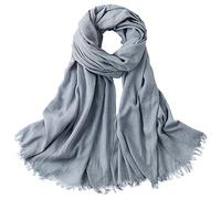 Femme Homme Foulard Longue en Viscose Etole Foulard à Cheveux Protection Solaire Grande Foulard de Plage avec Franges Super Doux Confortable pour Printemp Simple Basic 95×195cm - Bleu-Gris Uni A#40