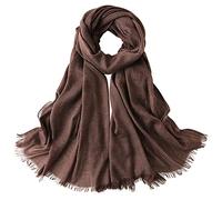 Femme Homme Foulard Longue en Viscose Etole Foulard à Cheveux Protection Solaire Grande Foulard de Plage avec Franges Super Doux Confortable pour Printemp Simple Basic 95×195cm - Café Uni A#37