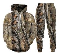 Femme Homme Survêtement 2 Pièces Ensemble Camouflage Cerf Chasse Sweats à Capuche 3D imprimés et Jogging Ensemble Automne Hiver Casual Sportswear