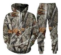 Femme Homme Survêtement 2 Pièces Ensemble Camouflage Cerf Chasse Sweats à Capuche 3D imprimés et Jogging Ensemble Automne Hiver Casual Sportswear