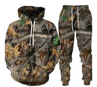 Femme Homme Survêtement 2 Pièces Ensemble Camouflage Cerf Chasse Sweats à Capuche 3D imprimés et Jogging Ensemble Automne Hiver Casual Sportswear