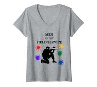Femme Hommes in The Field Paintball Players T-Shirt avec Col en V