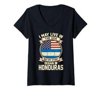 Femme Honduran American Pride : Mon Histoire a commencé au Honduras T-Shirt avec Col en V