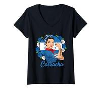 Femme Hondurienne incassable Catracha Strong Woman T-Shirt avec Col en V