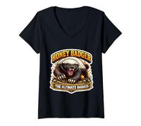 Femme Honey Badger The Ultimate Badass Cool Animal Lover Fan T-Shirt avec Col en V