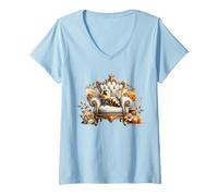 Femme Honey Bee Queen on A Victorian Chair for Women Floral Flower T-Shirt avec Col en V