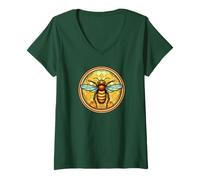 Femme Honey Bee Ruche nid d'abeille Nature Queen Apiculteur Jaune T-Shirt avec Col en V