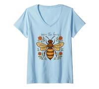 Femme Honey Bee Save The Bees Journée de la Terre T-Shirt avec Col en V