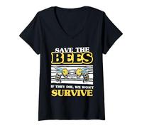 Femme Honey Beekeeping Save The Bees Apiculteur écologique T-Shirt avec Col en V