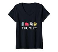 Femme Honey Pet Lover Nom personnalisé pour Chien T-Shirt avec Col en V