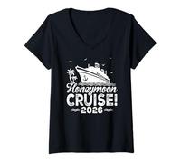 Femme Honeymoon Cruise for Matching Couples 2026 Just Married T-Shirt avec Col en V