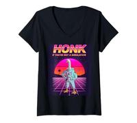 Femme Honk If You're Not a Simulation - Funny Goose Meme Sci-FI T-Shirt avec Col en V