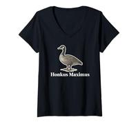 Femme Honkus Maximus Faux nom latin drôle Honk Animal Pun Vintage T-Shirt avec Col en V