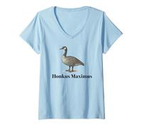 Femme Honkus Maximus Faux nom latin drôle Honk Animal Pun Vintage T-Shirt avec Col en V