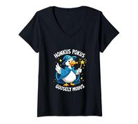 Femme HONKus Pukos Goosely Modus - Sortilège Magique d'oie sorcière T-Shirt avec Col en V