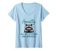 Femme Honnêtement, All My Systems are Nervous Funny Joke T-Shirt avec Col en V