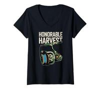 Femme Honorable Harvest Outdoor Reel Équipement de pêche Camouflage extérieur T-Shirt avec Col en V