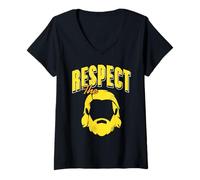 Femme Honore la Barbe Fierté Viking Style Humor T-Shirt avec Col en V