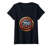 Femme Honorer 250 Ans de vétérans Militaires fièrement servis T-Shirt avec Col en V