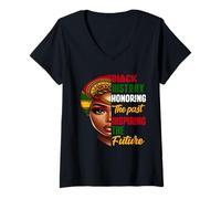 Femme Honorer le passé inspirant le mois de l'histoire des Noirs des femmes et des hommes T-Shirt avec Col en V