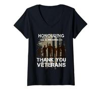 Femme Honorer Tous Ceux Qui Ont servi, Merci aux vétérans T-Shirt avec Col en V