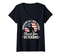 Femme Honorer Tous Les vétérans américains T-Shirt avec Col en V