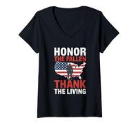 Femme Honorez la journée des anciens combattants morts T-Shirt avec Col en V