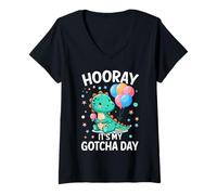 Femme Hooray It's My Gotcha Day Foster Care Funny Adoptive Parents T-Shirt avec Col en V