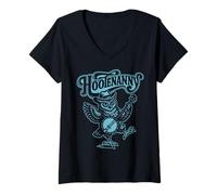 Femme Hootenanny! Funny Banjo Owl Country Bluegrass Cottagecore T-Shirt avec Col en V