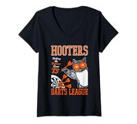 Femme Hooters Darts League Hitting The Target Wings Funny Foodie T-Shirt avec Col en V