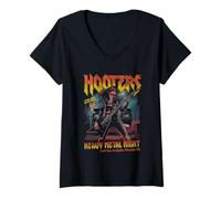 Femme Hooters Heavy Metal Night Florida Wings Restaurant T-Shirt avec Col en V