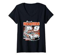 Femme Hooters Racing #9 Coming in Hot Hot Wing Funny Retro T-Shirt avec Col en V