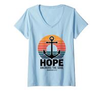 Femme Hope Anchors The Soul Hebrews 6:19 Verse biblique T-Shirt avec Col en V