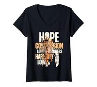 Femme Hope Compassion Loving-Kindness Harmony Love Walk for Peace T-Shirt avec Col en V