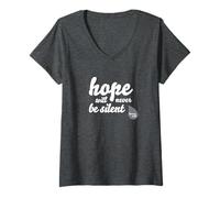 Femme Hope Will Never Be Silent - Citation Rainbow Proud March Unity T-Shirt avec Col en V