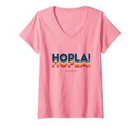 Femme Hopla! Vocabulaire Alsacien Idée-Cadeau Alsace Alsacienne T-Shirt avec Col en V, Rose, XL