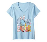 Femme Hoppy Easter Bunny Egg Hunt Spring Holiday Humor T-Shirt avec Col en V