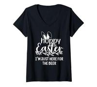 Femme Hoppy Easter Hour Some Bunny Needs Beer Here for The Hops T-Shirt avec Col en V