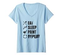 Femme Horaire des Peintres en bâtiment Compagnon-Artisan T-Shirt avec Col en V