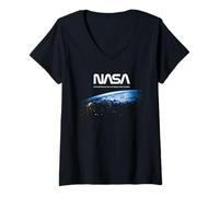 Femme Horizon terrestre de la NASA vu de l'espace T-Shirt avec Col en V