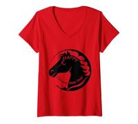 Femme Horoscope du Zodiaque de l'année du Cheval Nouvel an Chinois 2026 T-Shirt avec Col en V