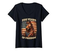 Femme Horse 250Th Anniversary America 4th of July Horse T-Shirt avec Col en V