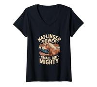 Femme Horse Haflinger Power Citation Small But Mighty T-Shirt avec Col en V