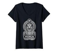 Femme Horus Mythologie égyptienne Dieu Egyptologie Ancienne T-Shirt avec Col en V