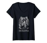 Femme Hosanna Jésus Dimanche des Rameaux Foi chrétienne T-Shirt avec Col en V